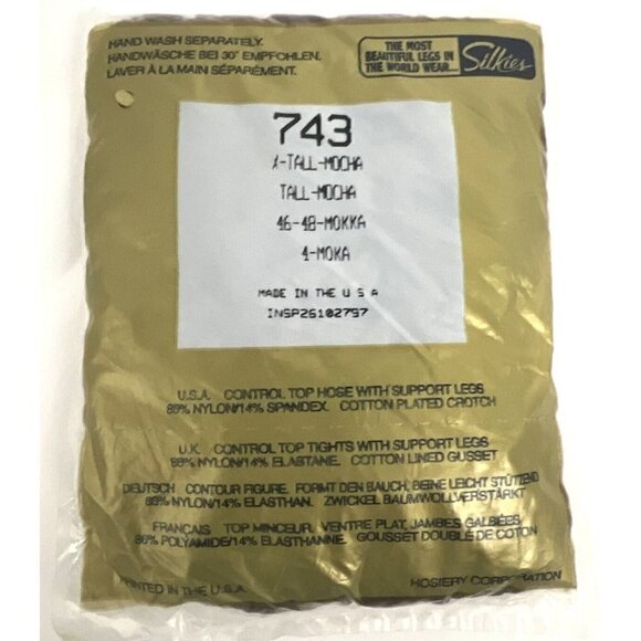 Silkies Womens Vintage 90s Control Top Support Pantyhose Tights Tall Mocha USA - Picture 2 of 2